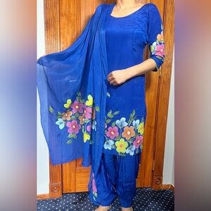 Floral blue Indian Salwar suit